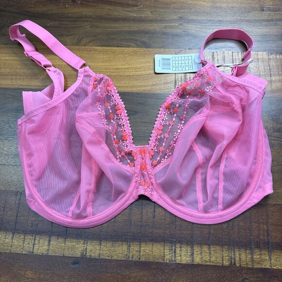 Elomi 42J Neon Pink Flame Matilda Underwire Bra Style 8900 NWT - Picture 1 of 3
